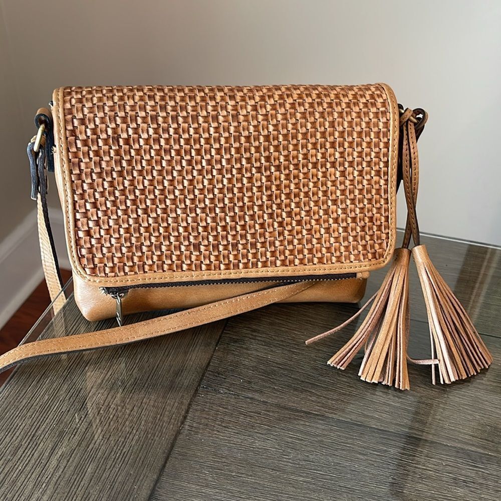 Patricia Nash Corfu Crossbody Woven Tan Crossbody Bag - Sand